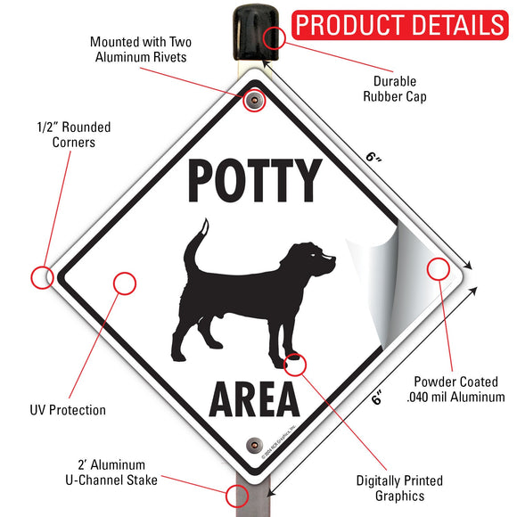 Potty Area with Dog Standing Signs or Sticker