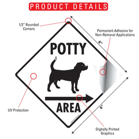 Potty Area with Dog Standing and Right Arrow Signs or Sticker - 0