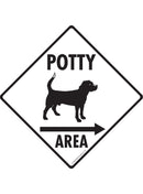 Potty Area with Dog Standing Exterior Aluminum Dog Pooping Sign or Vinyl Sticker