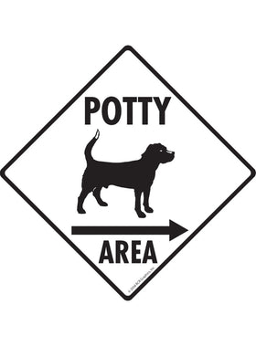 Potty Area with Dog Standing Exterior Aluminum Dog Pooping Sign or Vinyl Sticker