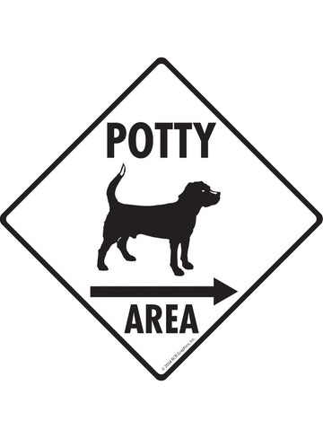 Potty Area with Dog Standing Exterior Aluminum Dog Pooping Sign or Vinyl Sticker