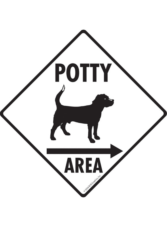 Potty Area with Dog Standing Exterior Aluminum Dog Pooping Sign or Vinyl Sticker