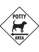 Potty Area with Dog Standing Exterior Aluminum Dog Pooping Sign or Vinyl Sticker