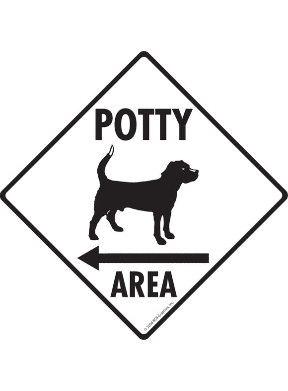 Potty Area with Dog Standing Exterior Aluminum Dog Pooping Sign or Vinyl Sticker