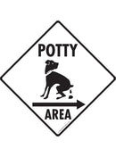 Potty Area with Dog Pooping Exterior Aluminum Dog Pooping Sign or Vinyl Sticker