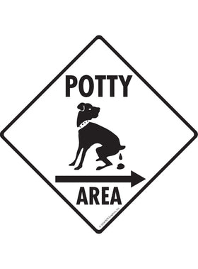 Potty Area with Dog Pooping Exterior Aluminum Dog Pooping Sign or Vinyl Sticker