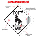 Potty Area with Dog Pooping and Left Arrow Signs or Sticker-2