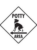 Potty Area with Dog Pooping Exterior Aluminum Dog Pooping Sign or Vinyl Sticker