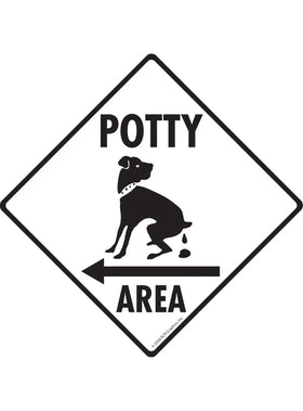 Potty Area with Dog Pooping Exterior Aluminum Dog Pooping Sign or Vinyl Sticker