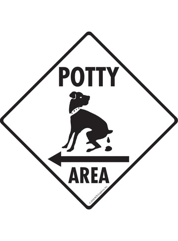 Potty Area with Dog Pooping Exterior Aluminum Dog Pooping Sign or Vinyl Sticker