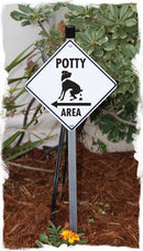 Potty Area With Dog Pooping and Left Arrow Signs or Sticker-5