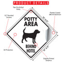 Potty Area with Dog Standing and Behind Hotel Signs or Sticker-3
