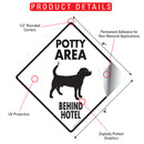 Potty Area with Dog Standing and Behind Hotel Signs or Sticker-2