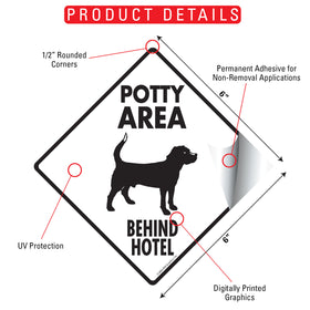 Potty Area with Dog Standing and Behind Hotel Signs or Sticker - 0
