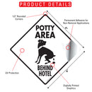 Potty Area with Dog Pooping and Behind Hotel Signs or Sticker-5