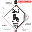 Potty Area with Dog Pooping and Behind Hotel Signs or Sticker-3