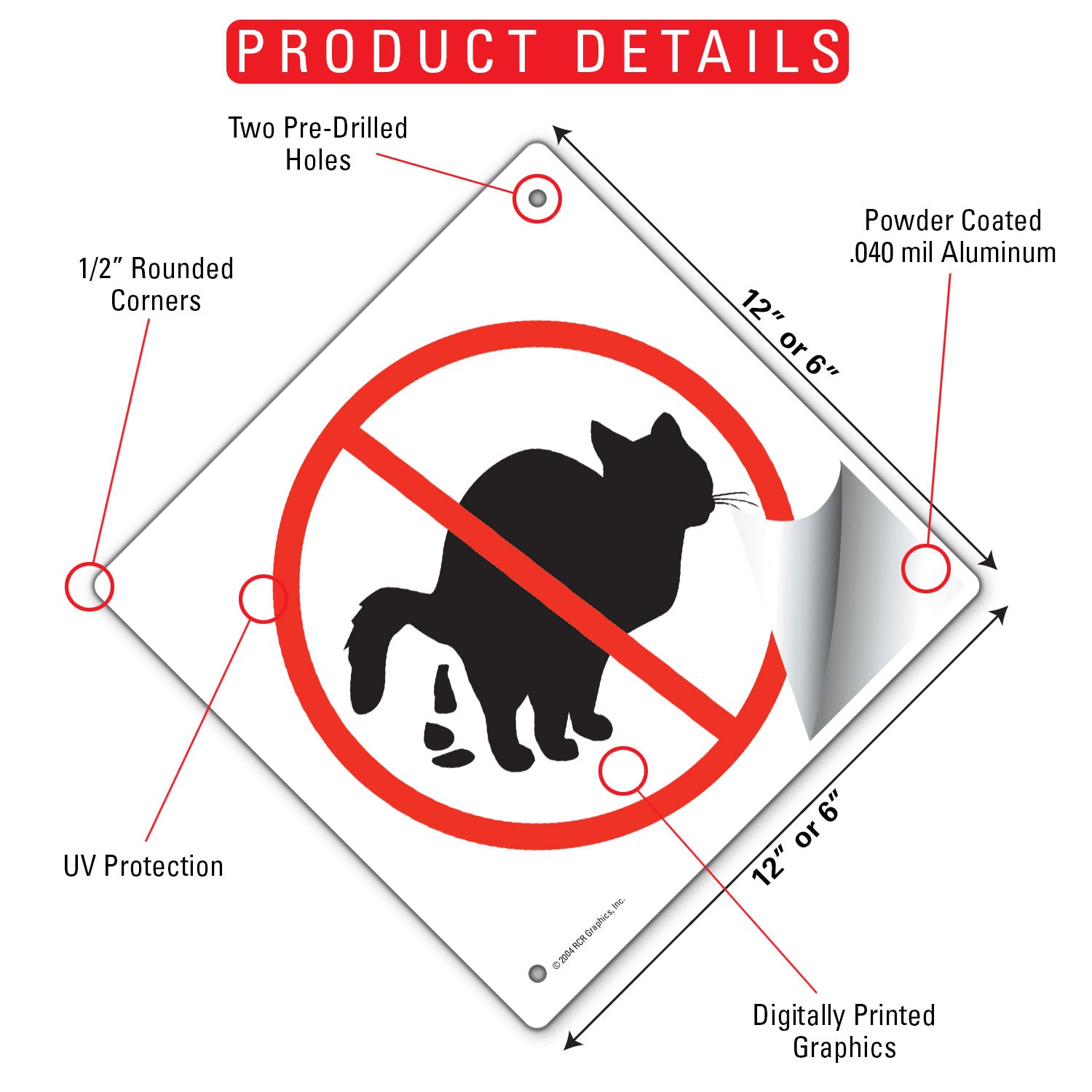 No Cat Pooping Signs or Sticker
