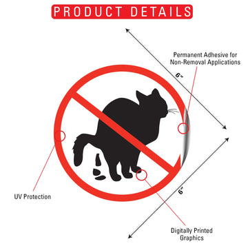 No Cat Pooping Aluminum Sign or Vinyl Sticker - Weatherproof Yard - 0