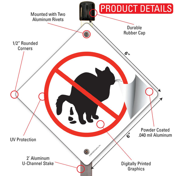 No Cat Pooping Signs or Sticker