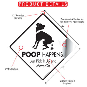 Poop Happens Dog Poop Signs or Sticker - 0