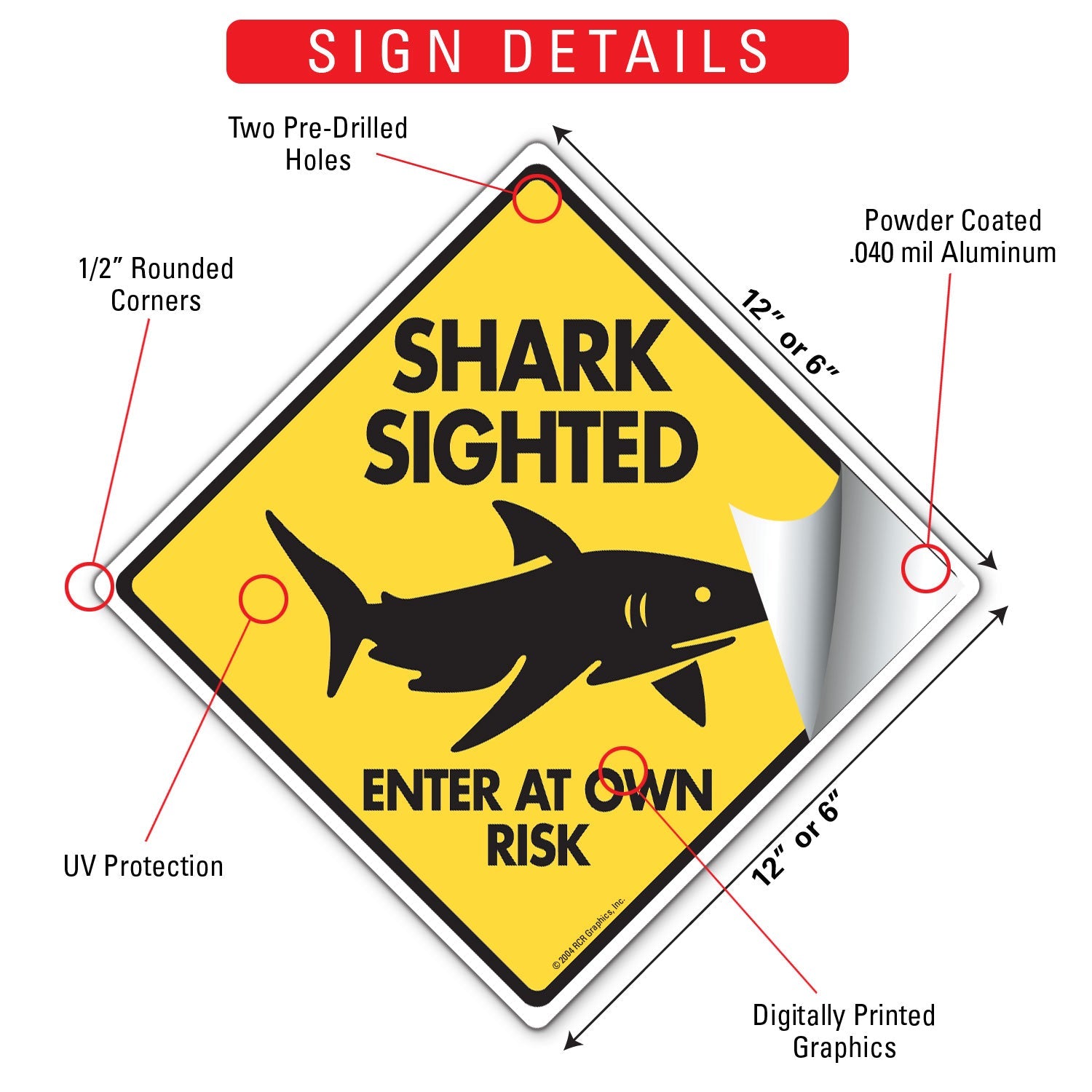 Shark Sighted - Enter at Own Risk Signs or Sticker