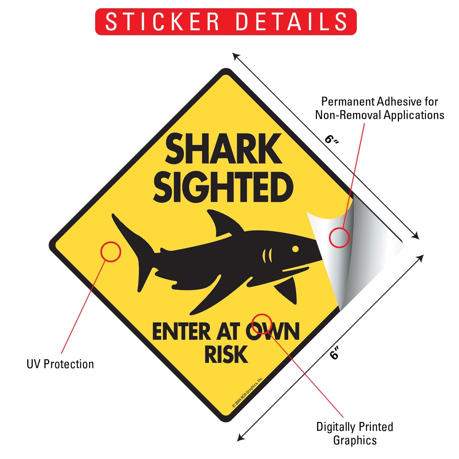 Shark Sighted - Enter at Own Risk Signs or Sticker - 0