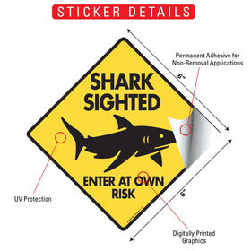 Shark Sighted - Enter at Own Risk Signs or Sticker - 0