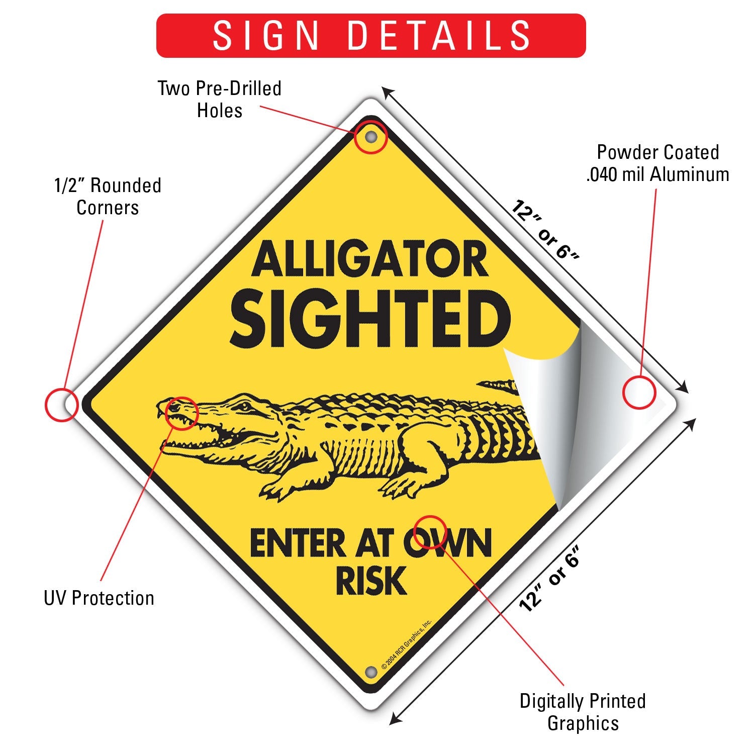 Alligator Sighted - Enter at Own Risk Signs or Sticker