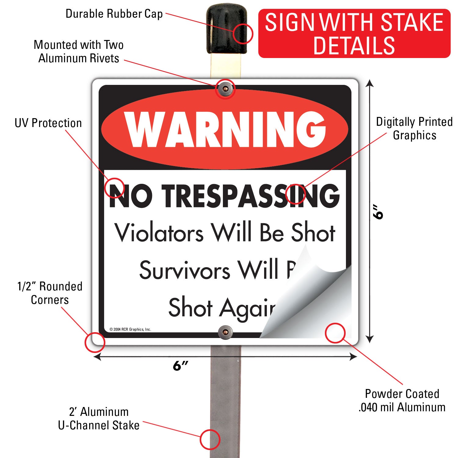 Warning! No Trespassing on Property Signs or Sticker