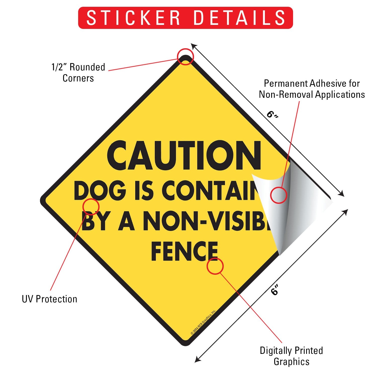 Caution! Dog Contained Non-Visible Fence Signs or Sticker - 0