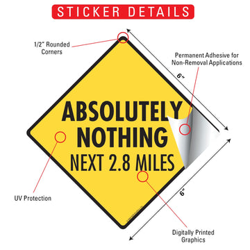 Absolutely Nothing Next 2.8 Miles Signs or Sticker - 0