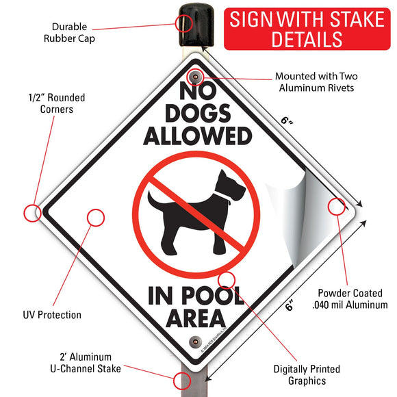 No Dogs Allowed in Pool Area Signs or Sticker