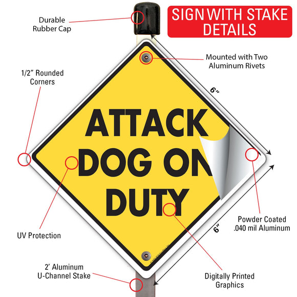 Attack Dog on Duty Signs or Sticker