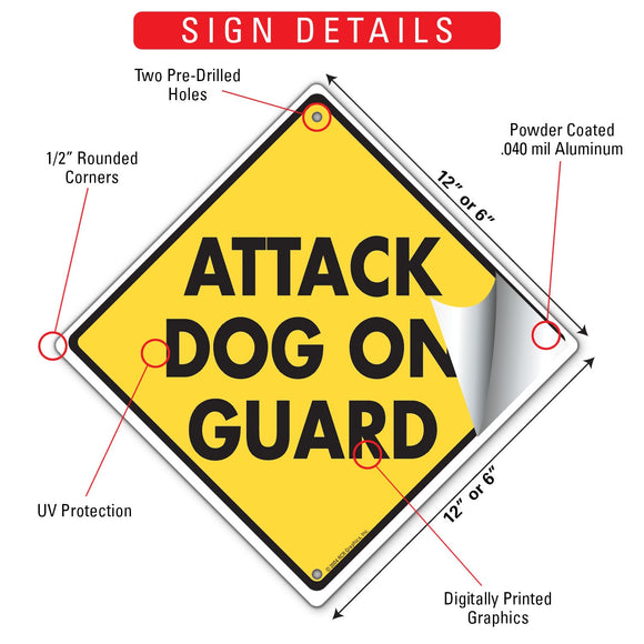 Attack Dog on Guard Signs or Sticker