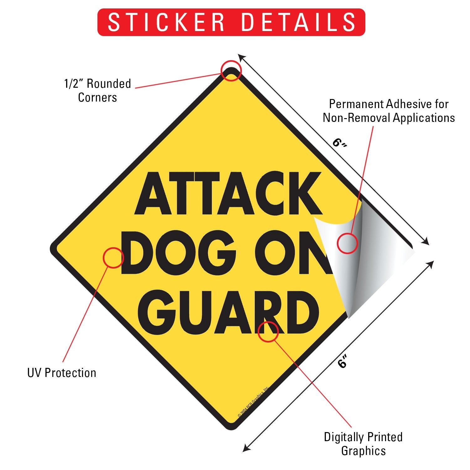 Attack Dog on Guard Signs or Sticker - 0