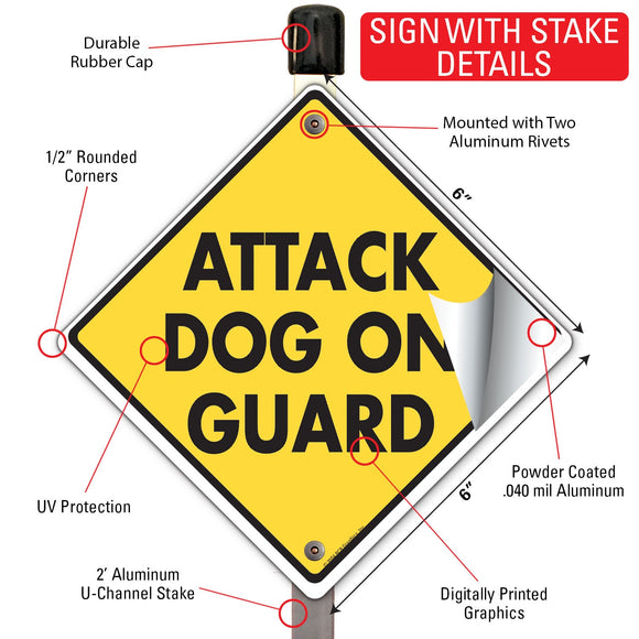 Attack Dog on Guard Signs or Sticker