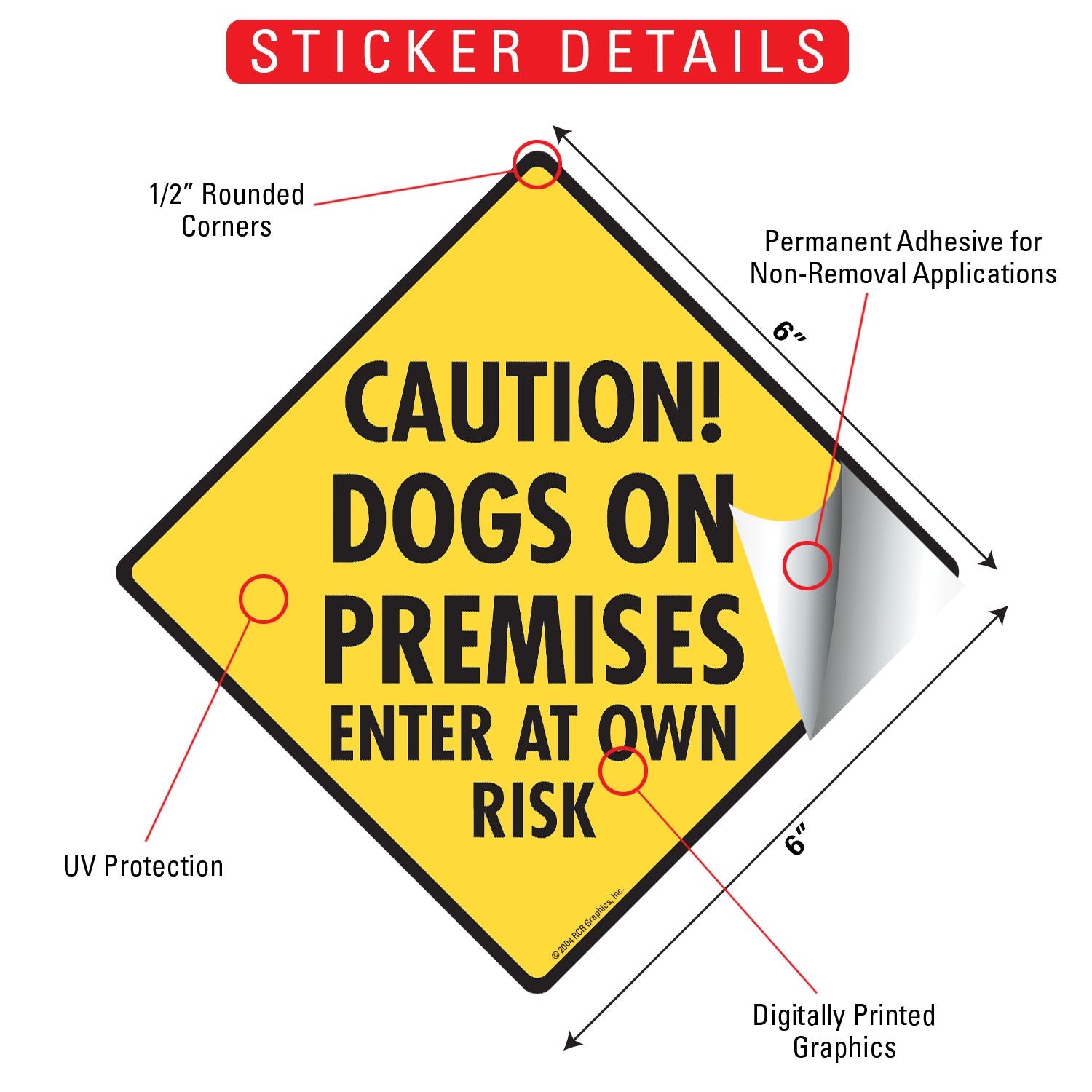 Caution! Dogs on Premises - Enter Own Risk Signs or Sticker - 0