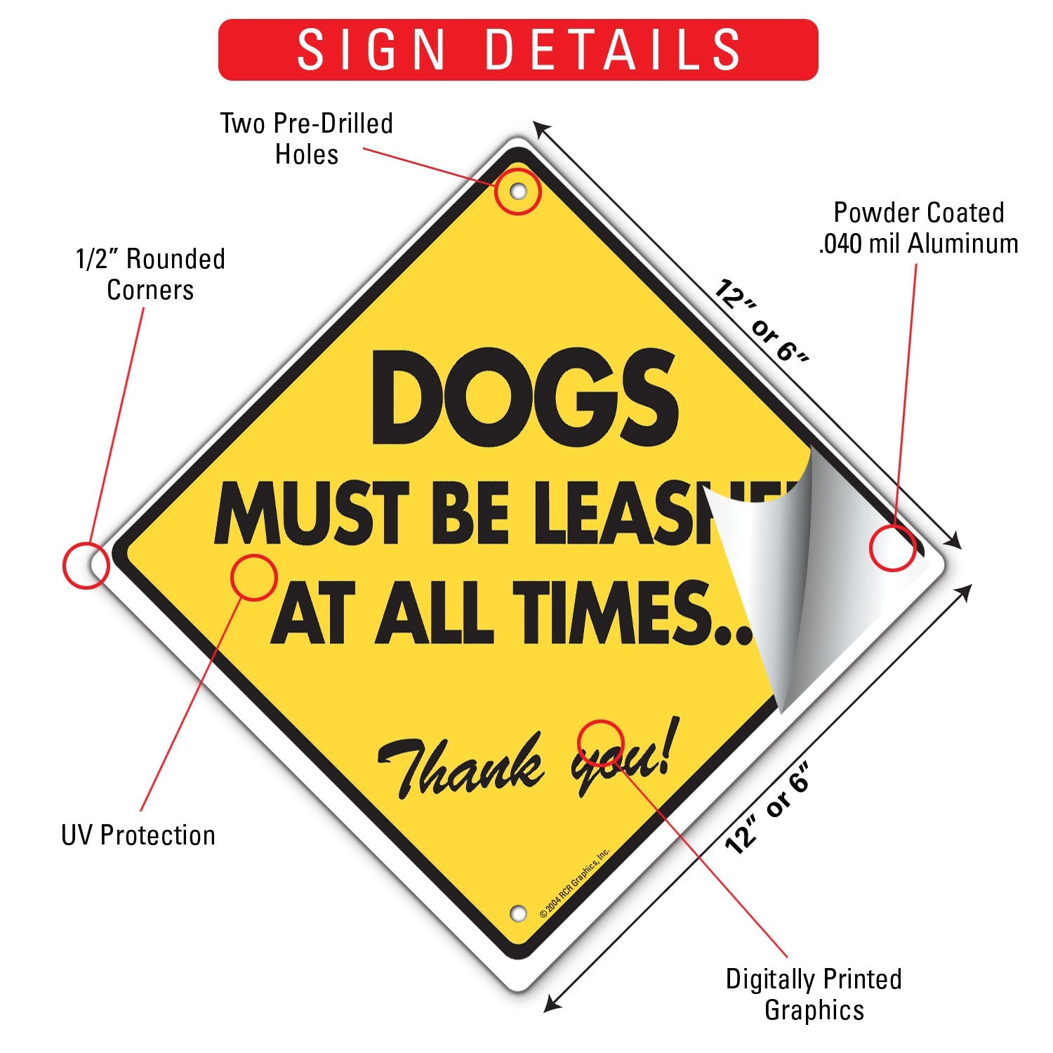 Dogs Must Be Leashed Signs or Sticker