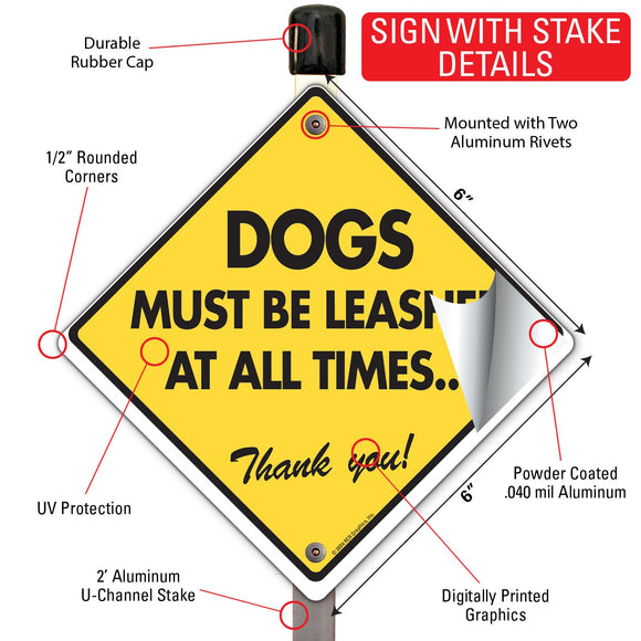 Dogs Must Be Leashed Signs or Sticker