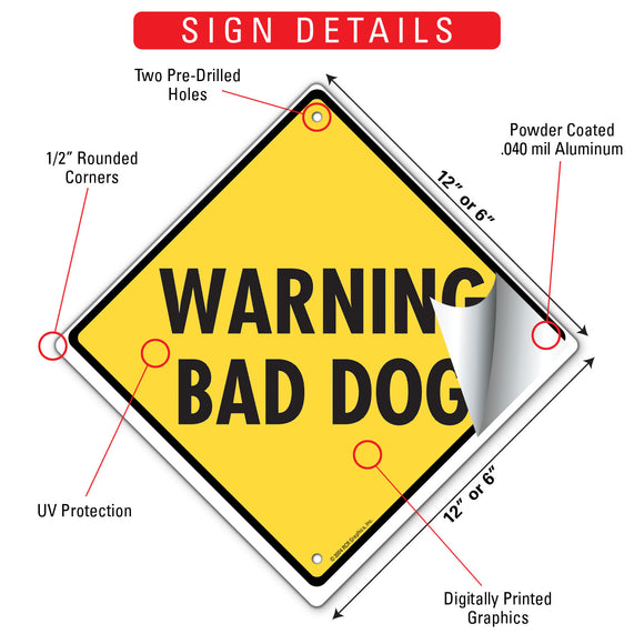Warning Bad Dog Signs or Sticker