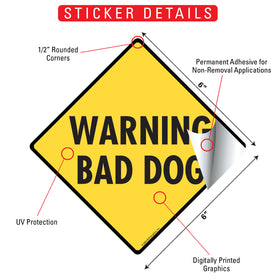 Warning Bad Dog Signs or Sticker - 0
