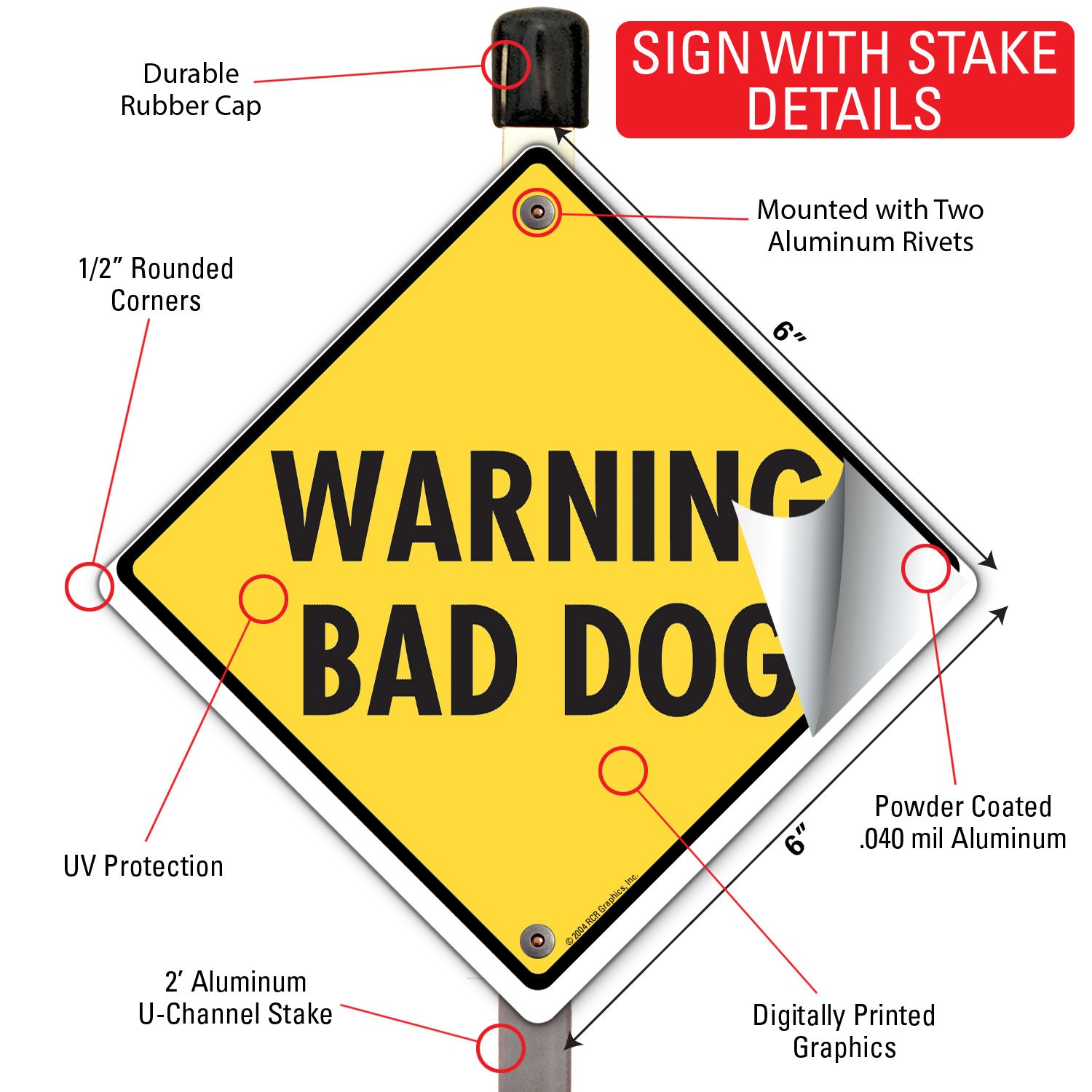 Warning Bad Dog Signs or Sticker