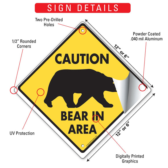 Caution! Bear In Area Signs or Sticker