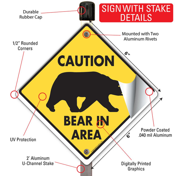 Caution! Bear In Area Signs or Sticker
