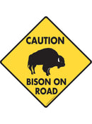Caution Bison On Road Sign or Sticker
