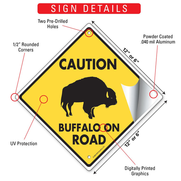 Caution! Buffalo On Road Signs or Sticker