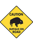 Caution Buffalo On Road Sign or Sticker