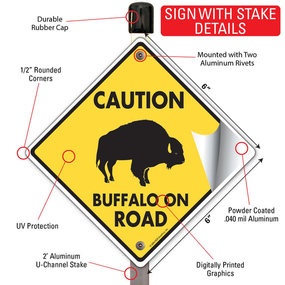 Caution! Buffalo On Road Signs or Sticker