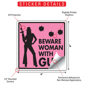 Beware Woman With Gun Signs or Sticker - 0