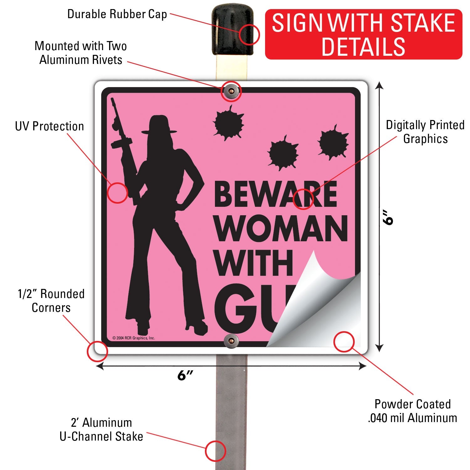 Beware! Woman with Gun Signs or Sticker